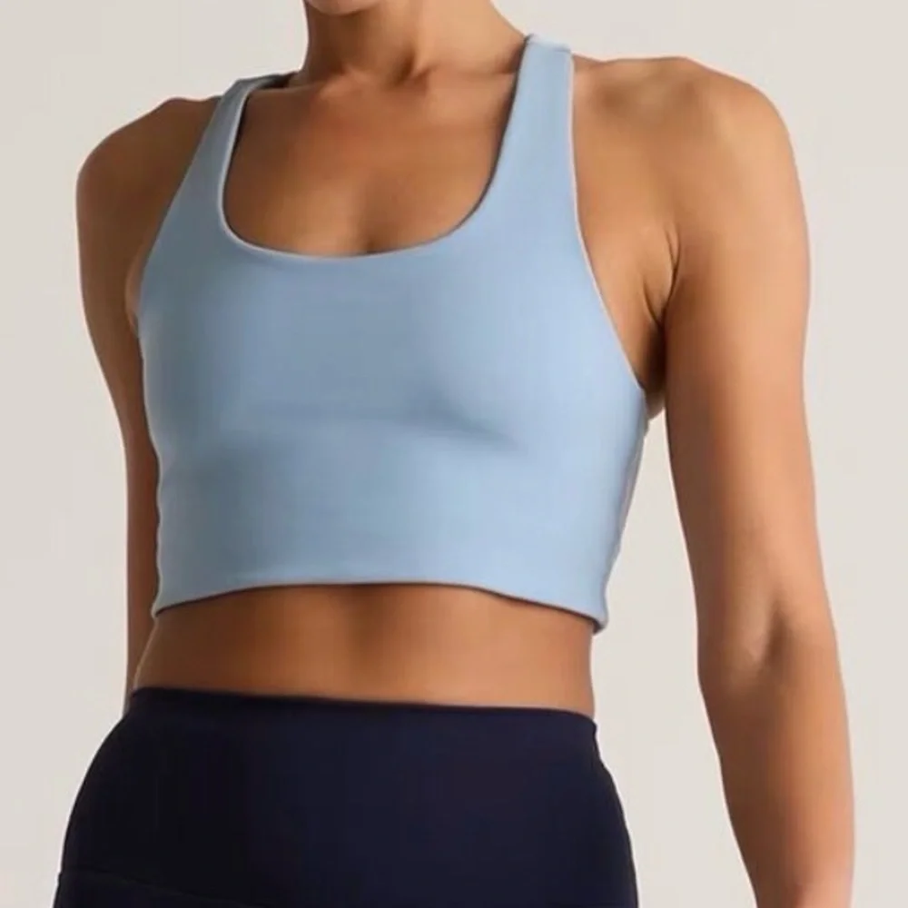 NWT Quince Ultra-Form Scoop Neck Longline Bra in Spa Blue Sz S - Picture 6 of 6